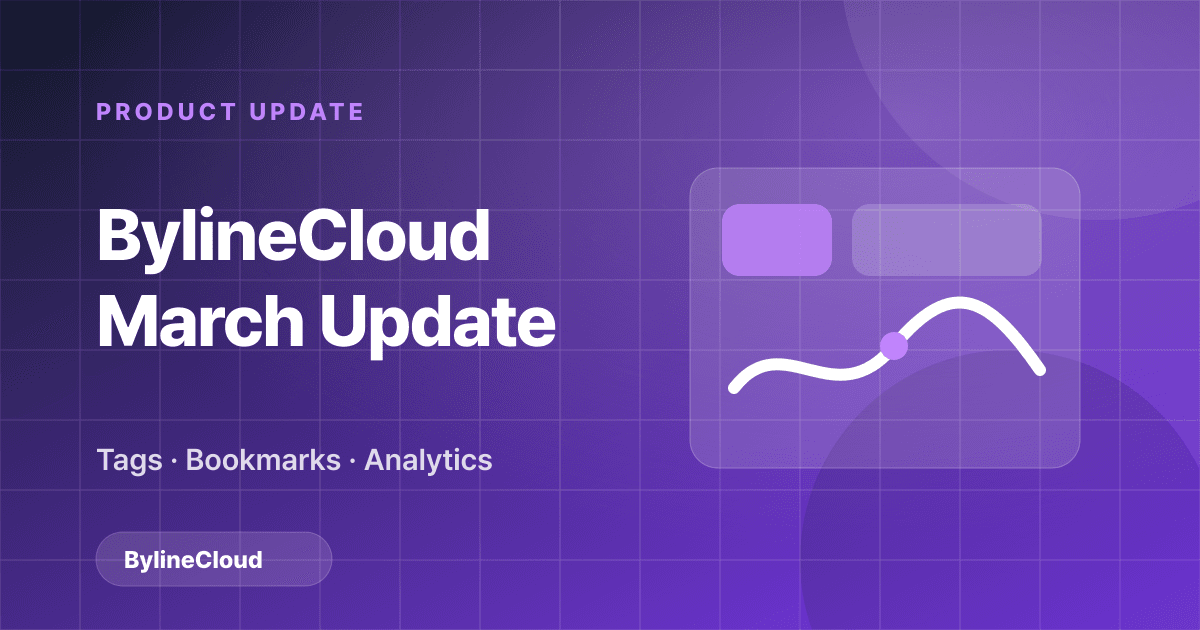 BylineCloud March 2026 Update — Tag Management, Bookmarks, GA4 Integration