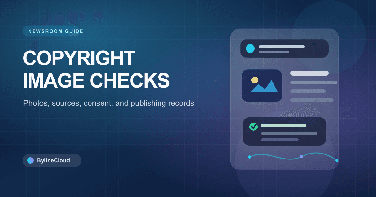 What online newspapers should check before using photos and outside materials